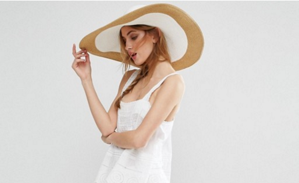 ASOS Oversized Straw Floppy Hat With Rose Gold Metallic Brim