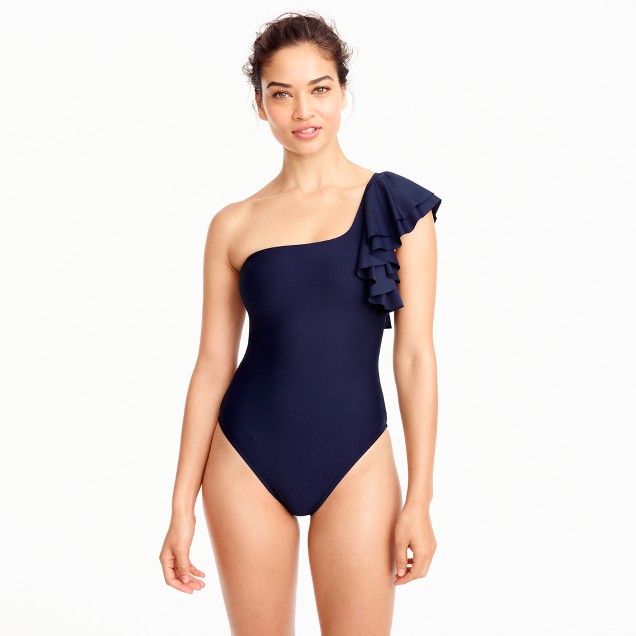 Carmen Marc Valvo Ruched One Shoulder One Piece Swimsuit - Bowline Soiree