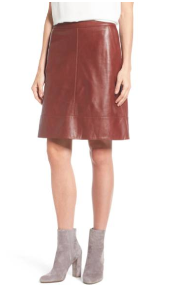 Halogen A-Line Leather Skirt