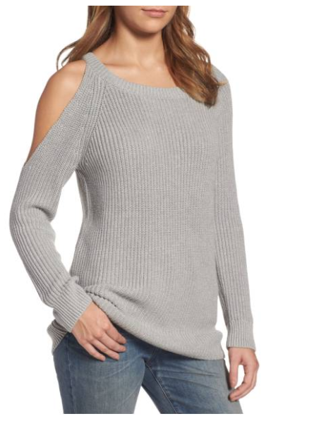 Treasure & Bond Asymmetrical Cold Shoulder Sweater