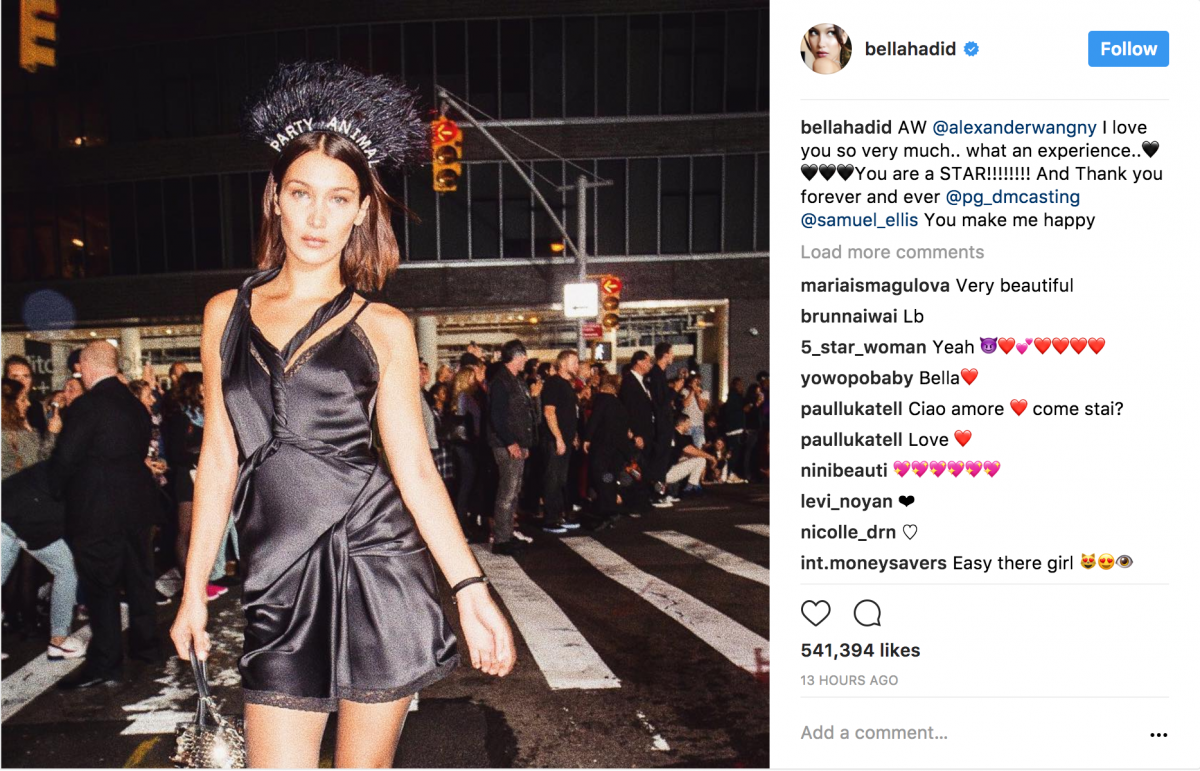 Bella Hadid Alexander Wang NYFW