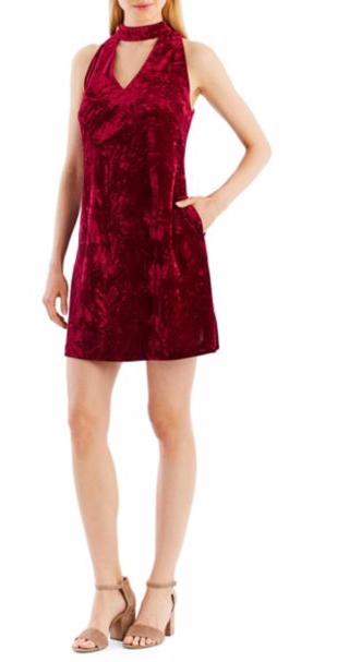 Nicole Miller New York Choker-Neck Velvet A-Line Dress