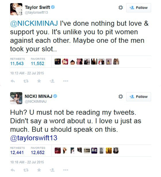 Nicki Minaj Taylor Swift Tweet