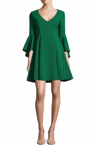 Belle Badgley Mischka Bell-Sleeve Fit-&-Flare Dress